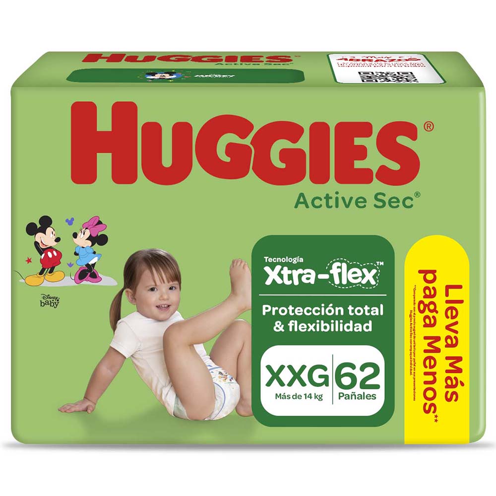 Pañales para Bebé Huggies Active Sec Talla XXG 62un