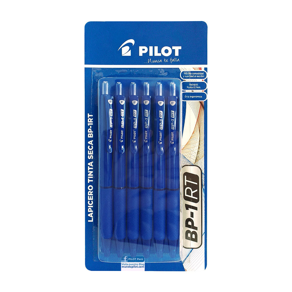 Lapiceros Pilot Ergonómico Bp1Rt Azul 6 un.