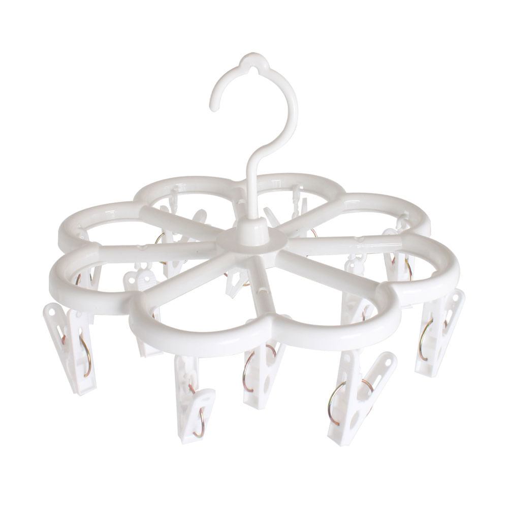 Colgador Lavandería con 12 Clips Blanco