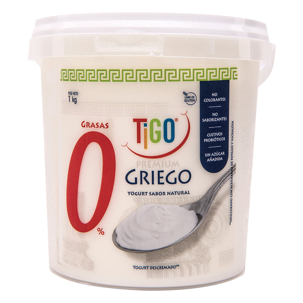 Yogurt Griego 0% Grasas Tigo Premium 1kg