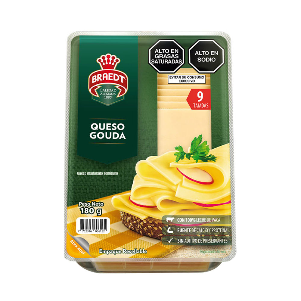 Queso Gouda en Tajadas Braedt 180g
