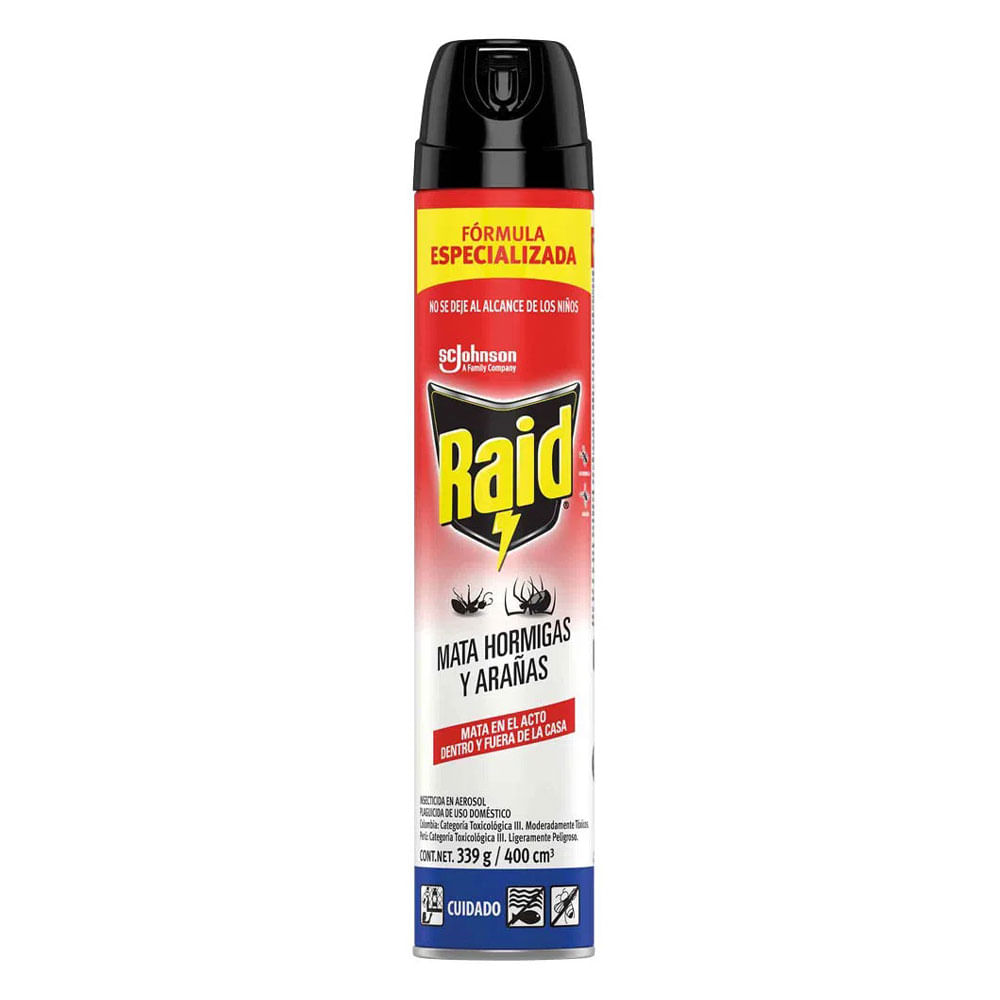 Insecticida en Aerosol Raid Mata Hormigas y Arañas Fórmula Especializada 400ml