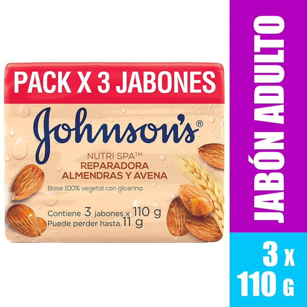 Pack x3 Jabón Johnson's Nutri Spa Reparadora Almendras y Avena 110g