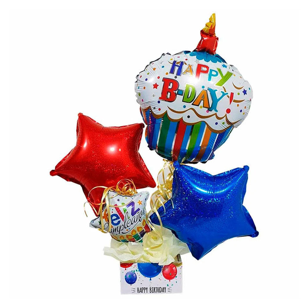 Arreglo De Globos Mediano Globilandia Color Fuertes 4 Piezas Wong