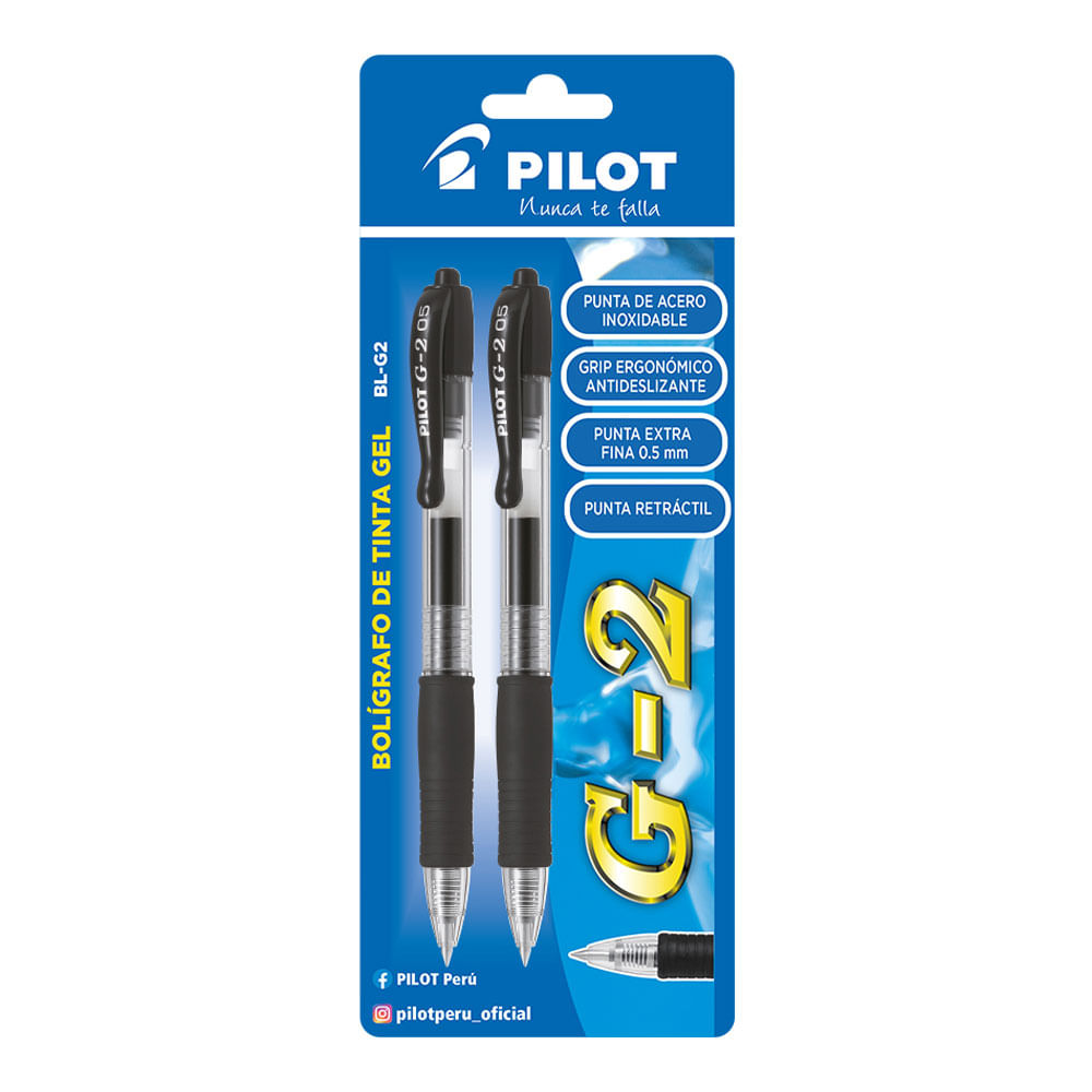 Lapicero Pilot BL G2 Negro 2 un.