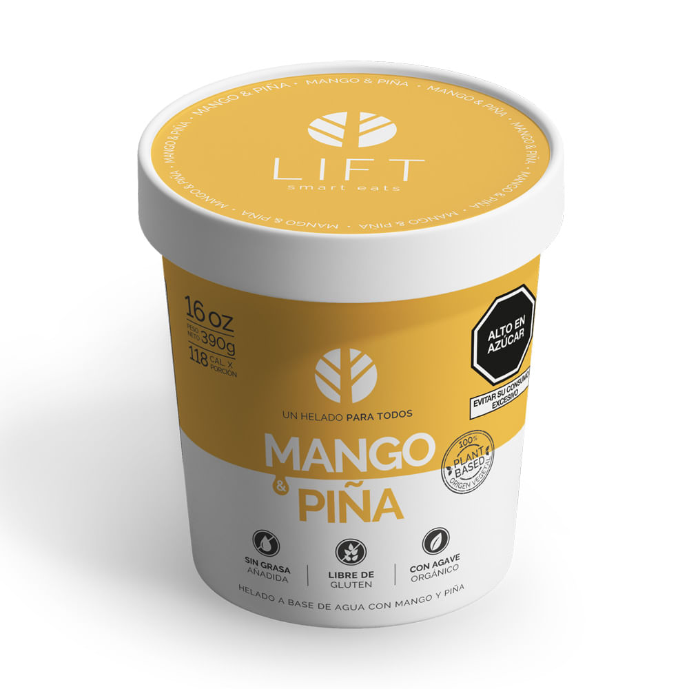 Helado Veggie Mango & Piña Lift Pote 390 g