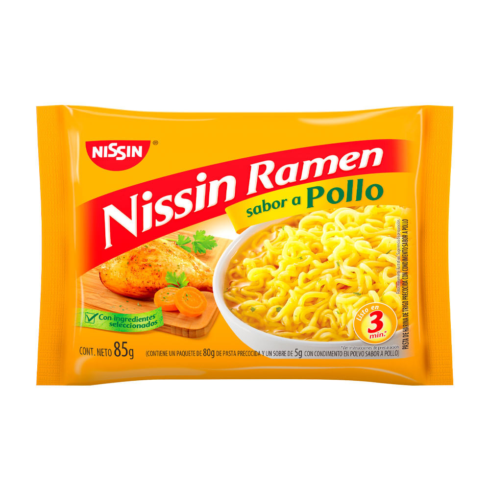 Sopa Instantánea Sabor Pollo Nissin Ramen 85g