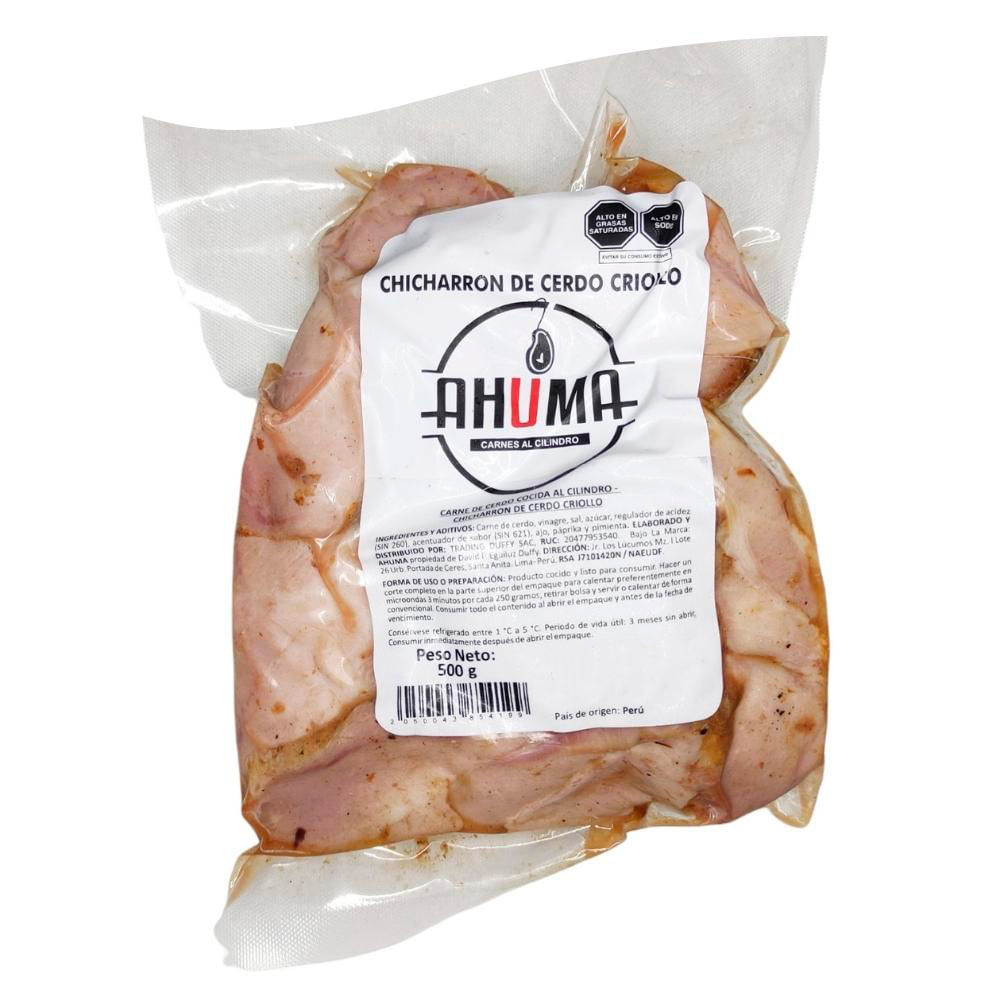 Chicharrón de Cerdo Criollo Ahuma 500g