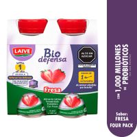 Pack x4 Alimento Fermentado Fresa Laive Bio Defensa 100ml