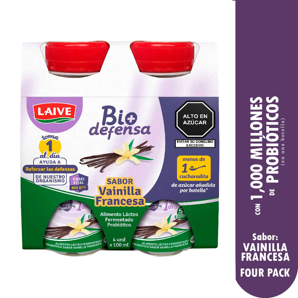 Pack x4 Alimento Fermentado Vainilla Francesa Laive Bio Defensa 100ml