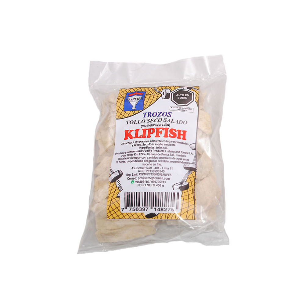 Tollo Seco Salado en Trozos Klipfish 450g