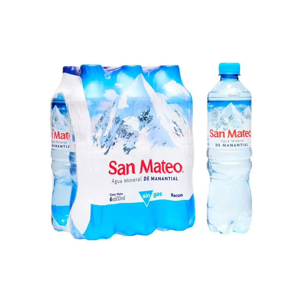 Agua Sin Gas Mineral San Mateo Pack 6 Unidades de 600 ml c/u