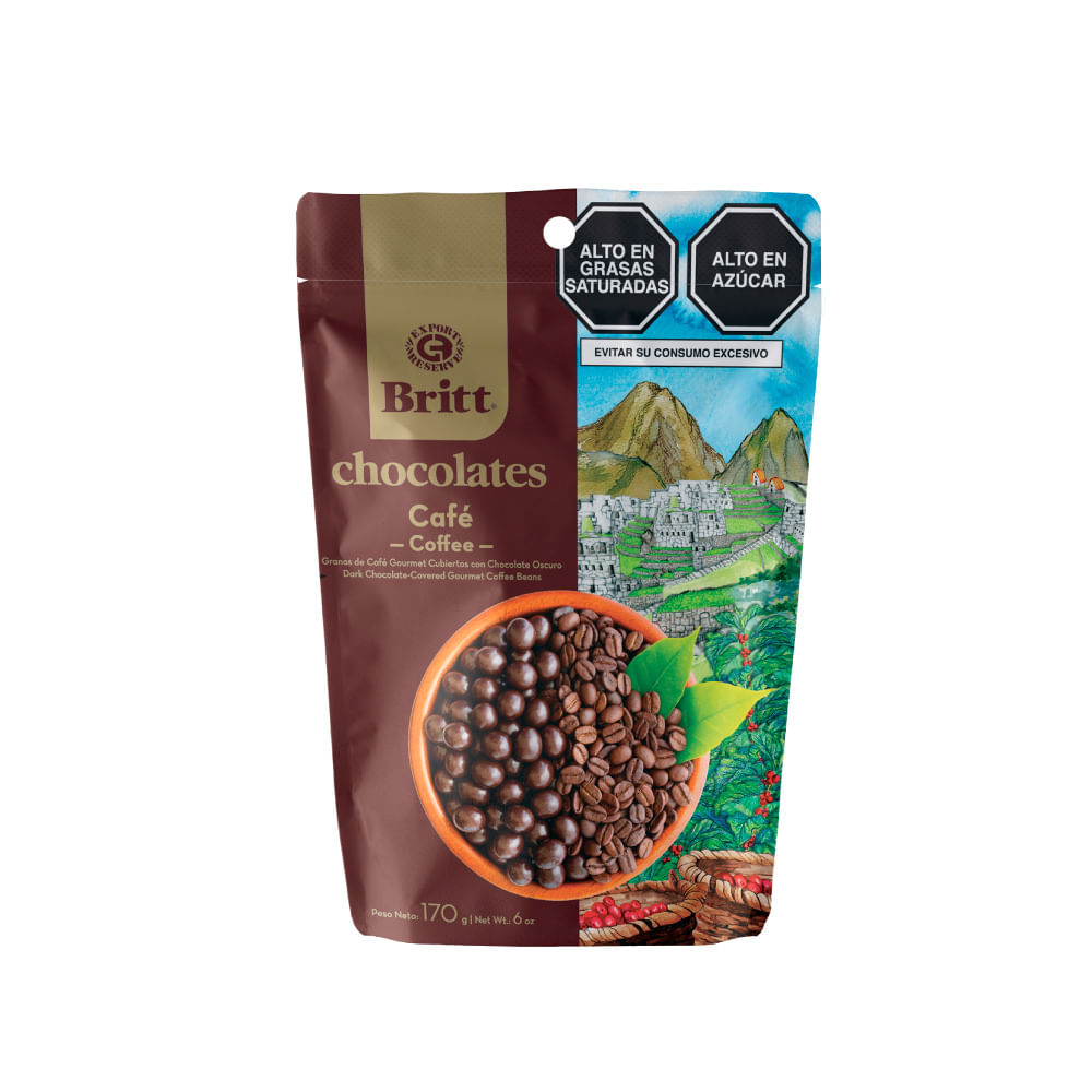 Chocolate Relleno con Granos de Café Britt 170g