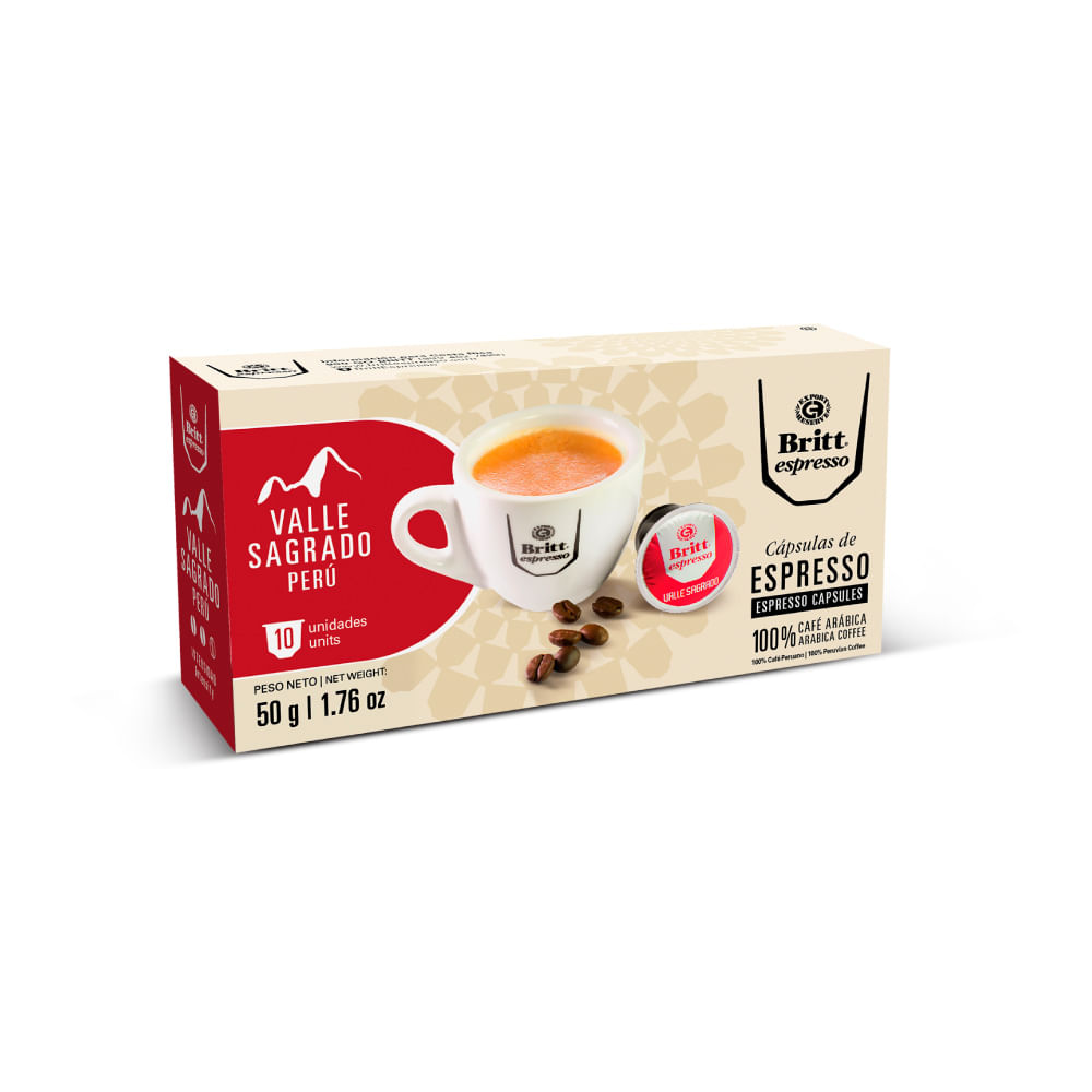 Cápsulas de Espresso Valle Sagrado Britt Espresso 10un.