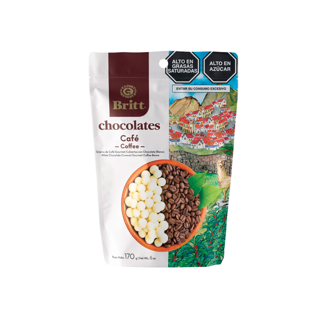 Chocolate Blanco con Relleno de Granos de Café Britt 170g