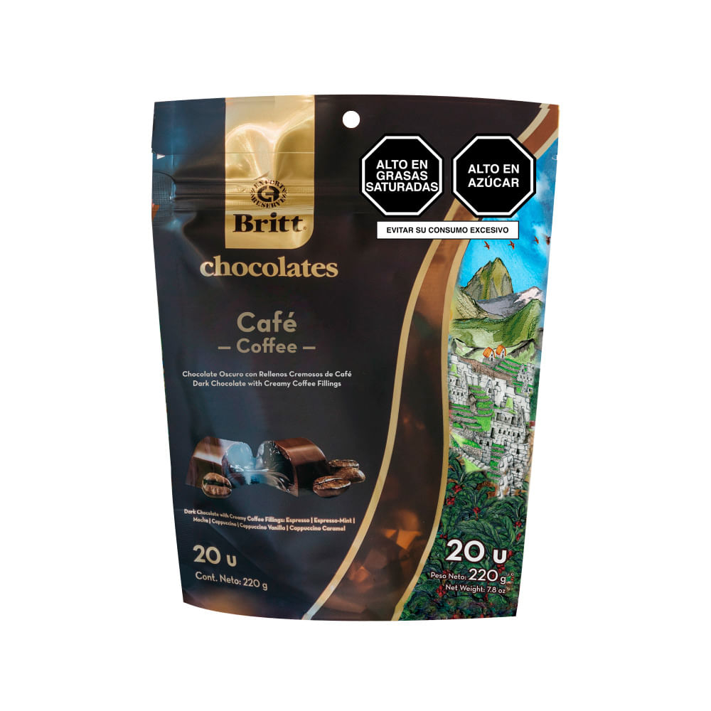 Bombones con Relleno de Crema de Café Britt 20un.