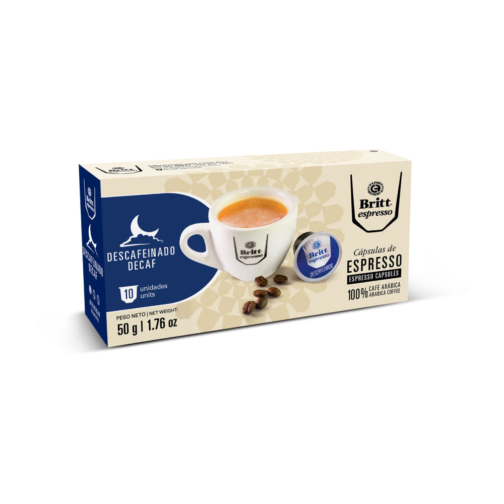 Cápsulas de Espresso Descafeinado Britt Espresso 10un.