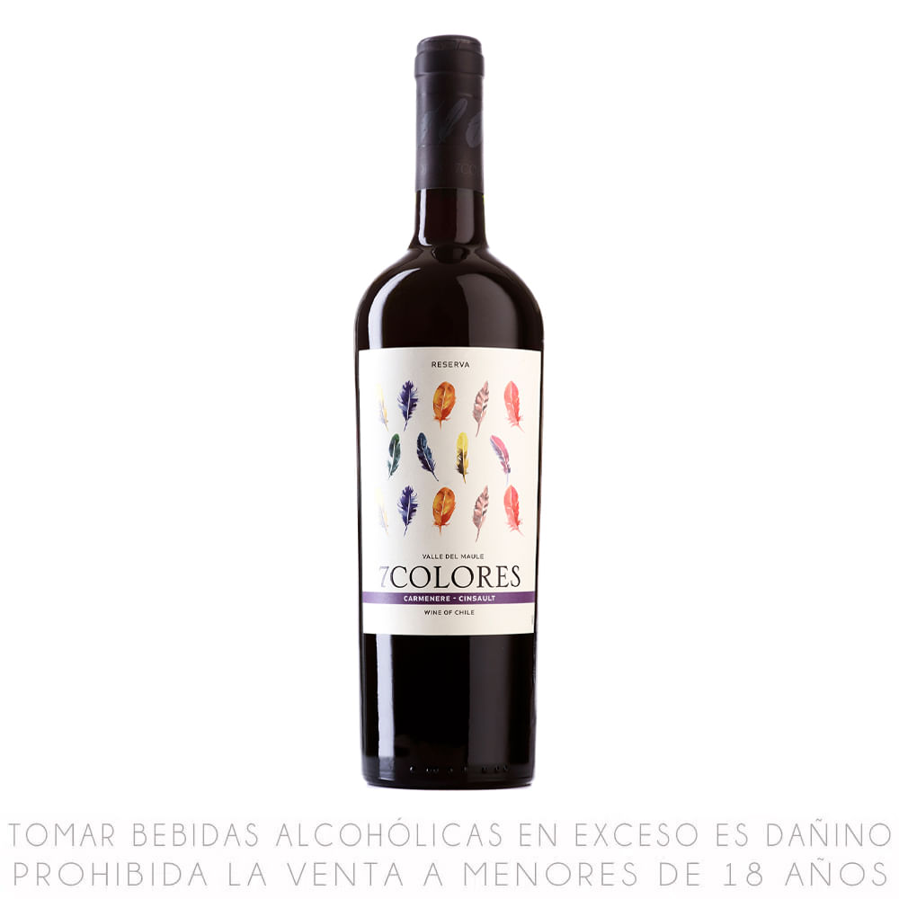 Vino Tinto Carménère | Cinsault 7 Colores Reserva Botella 750ml