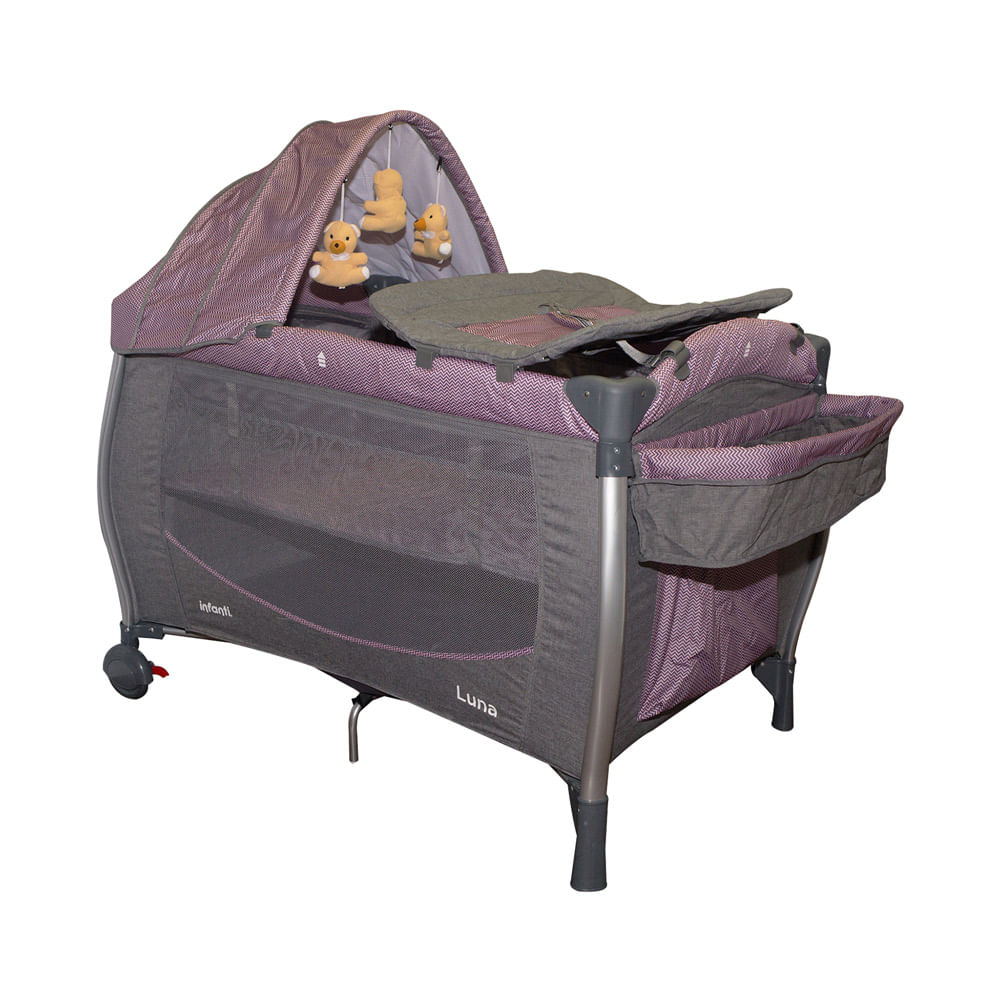 Cuna Corral Infanti Luna Zigzag Pink Wong