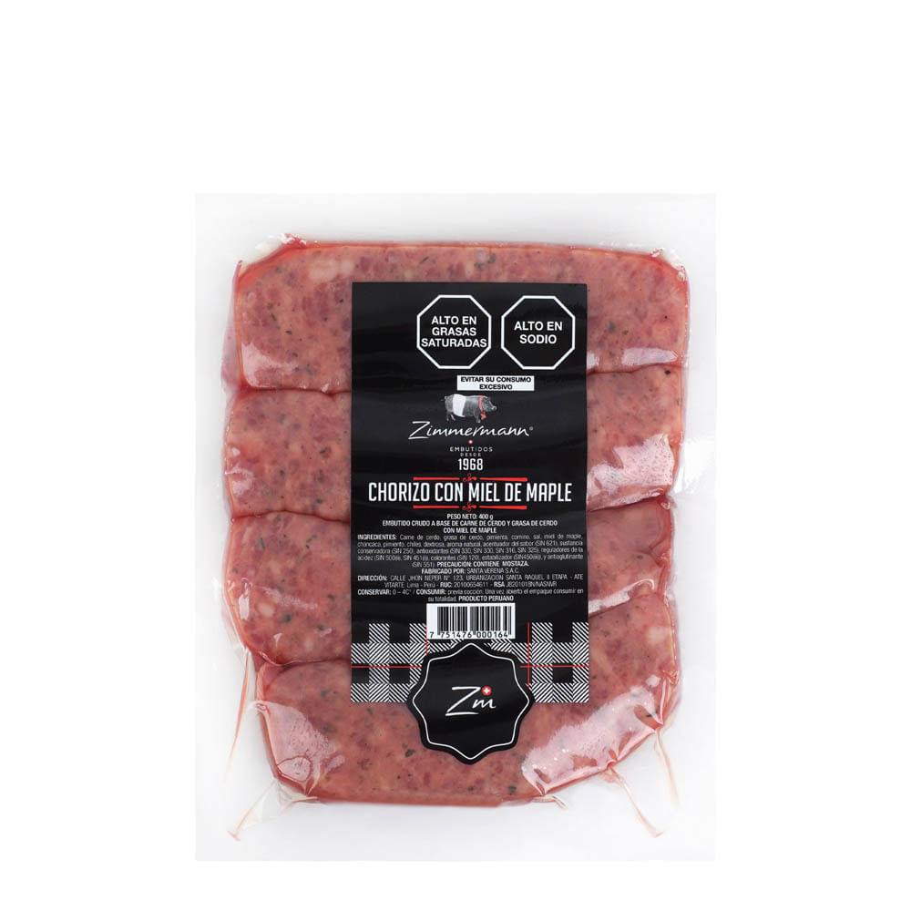Chorizo con Miel de Maple Zimmermann 400g