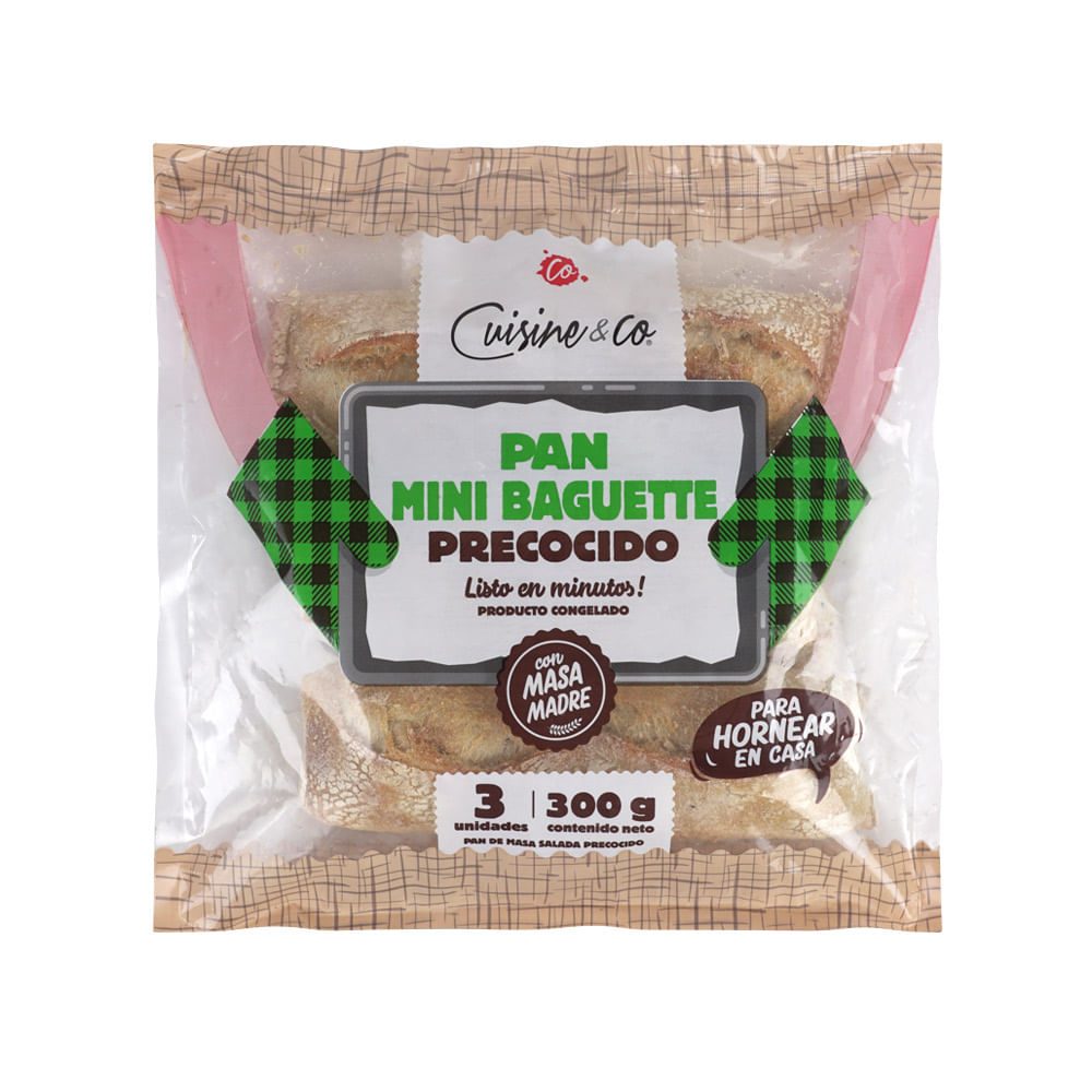 Pan Baguette Mini Precocido Cuisine & Co 3un.