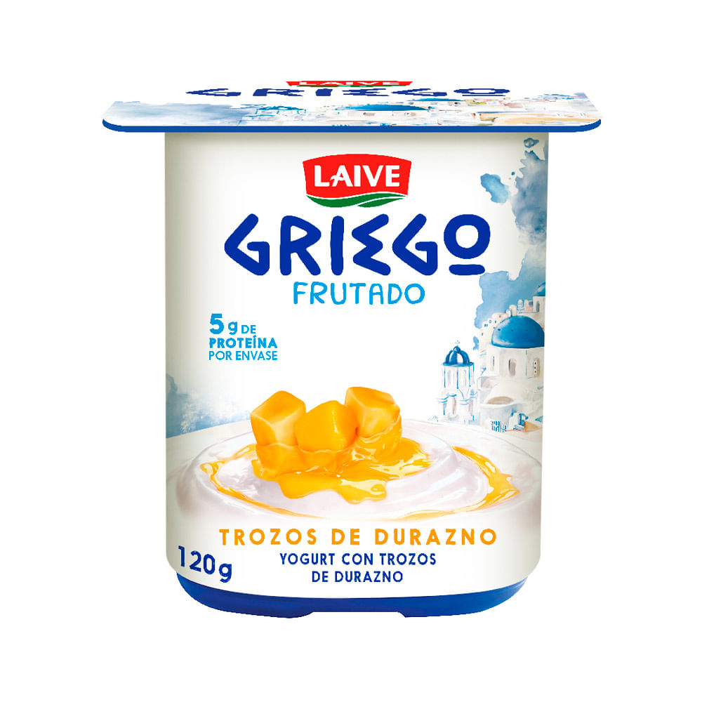Yogurt Batido con Trozos de Durazno Laive Griego Frutado 120g