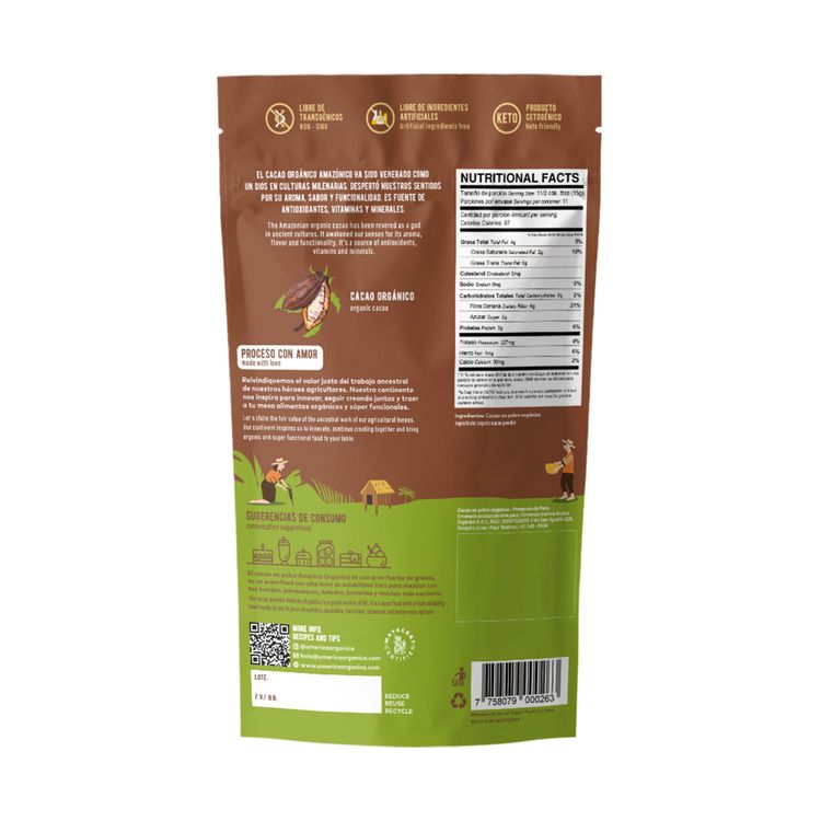 Cacao en Polvo América Orgánica 170g Metro