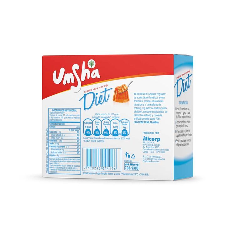 Gelatina Umsha Diet Sabor Naranja 19g MetroApp