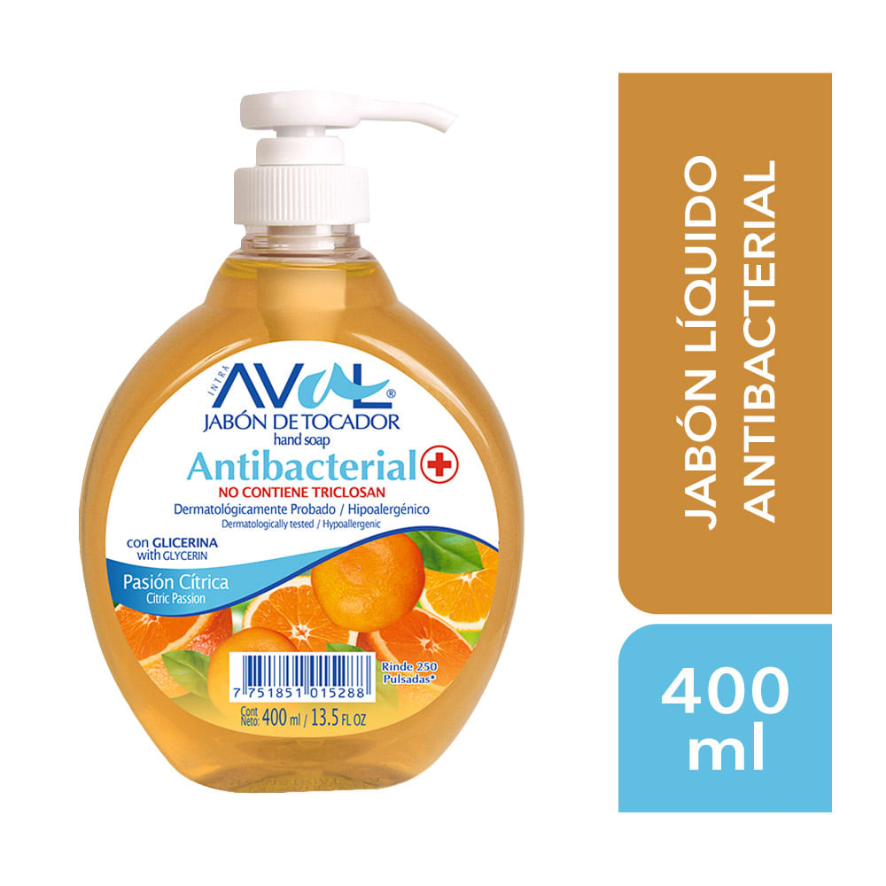 Jabón Líquido Antibacterial Aval Pasión Cítrica 400ml