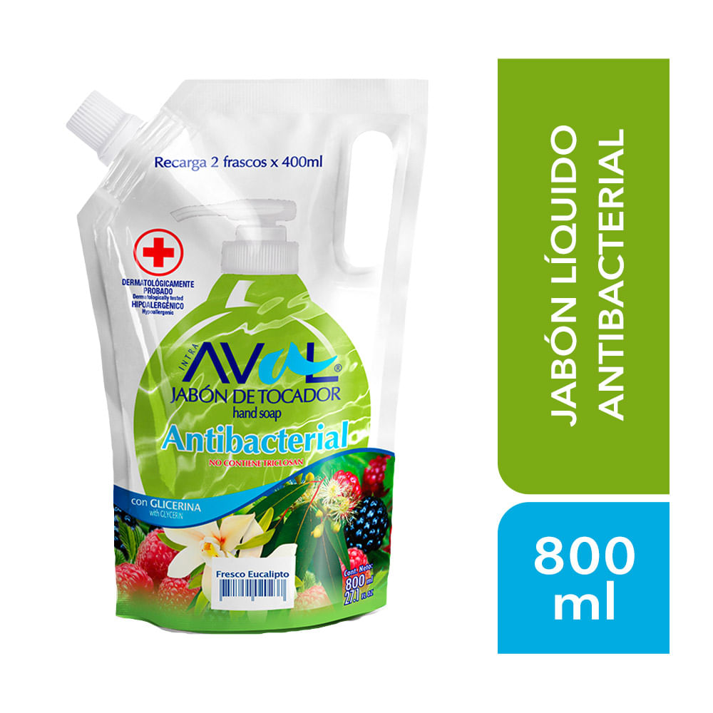 Jabón Líquido Antibacterial Aval Fresco Eucalipto 800ml