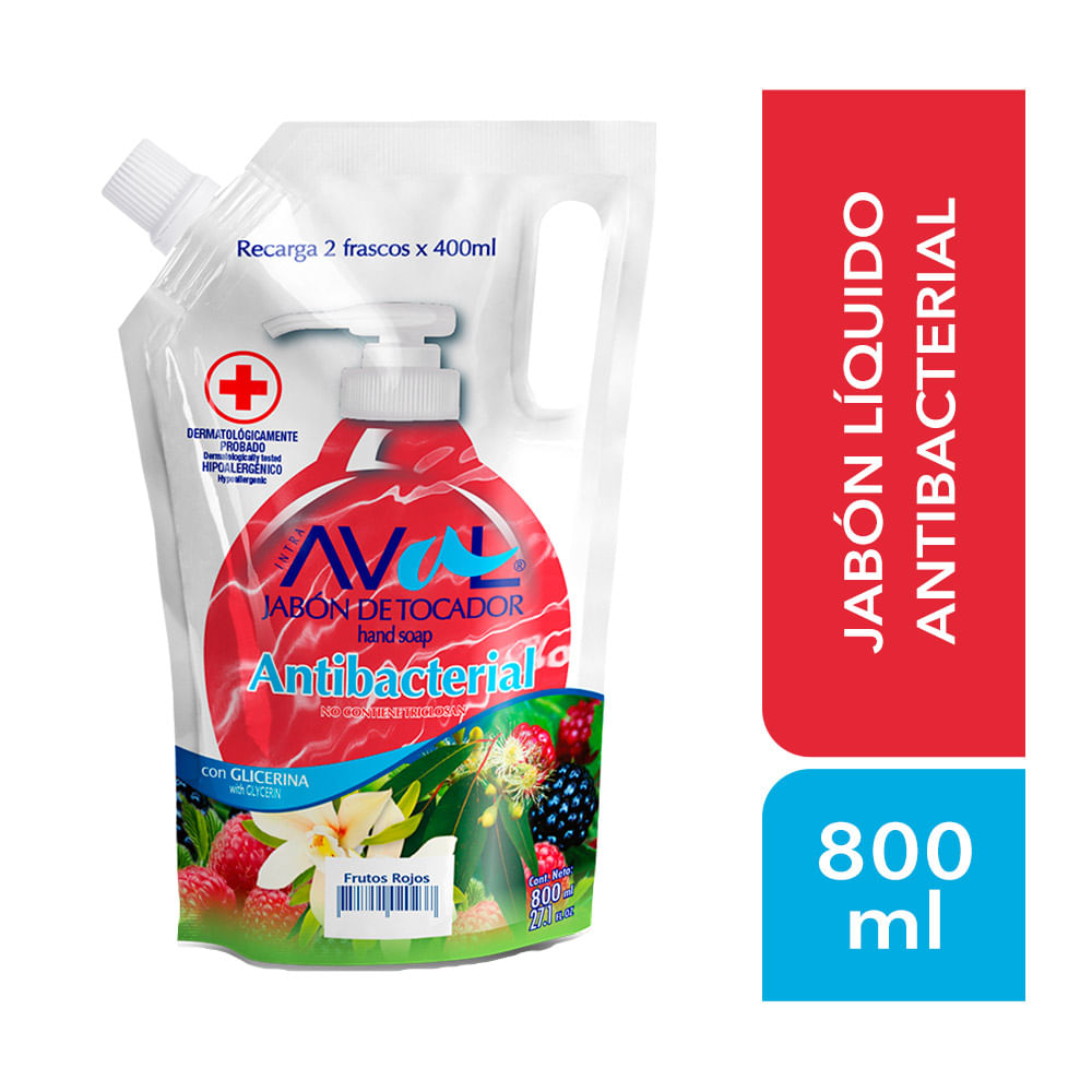 Jabón Líquido Antibacterial Aval Frutos Rojos 800ml
