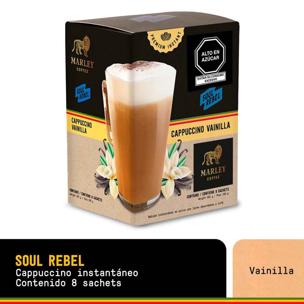 Bebida Instantánea Marley Coffee Soul Rebel Cappuccino Vainilla 8un
