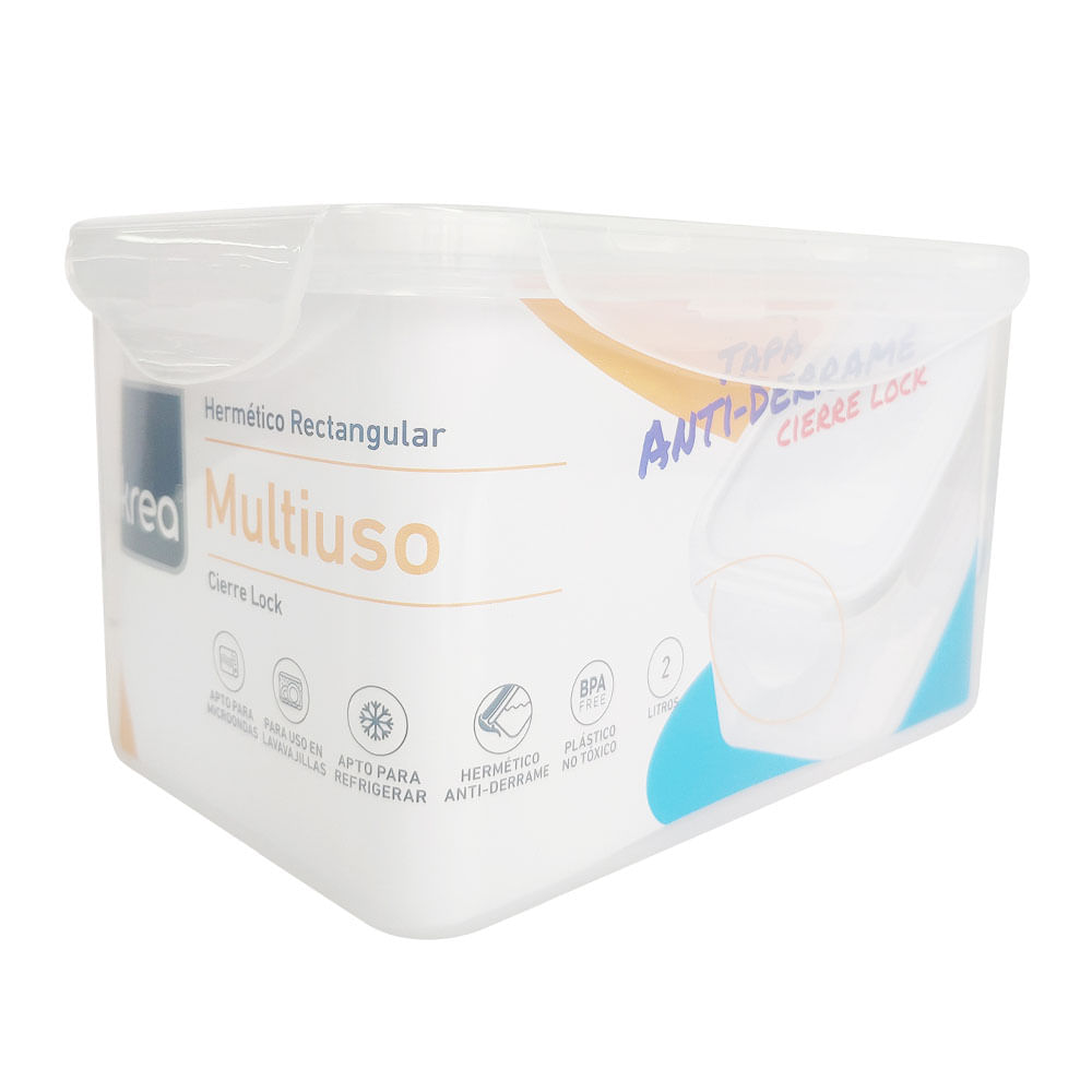 Contenedor Krea Hermético Lock Rectangular 2L