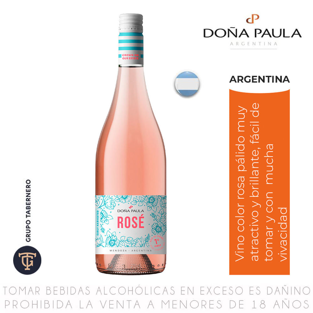 Vino Rosé Malbec Doña Paula Botella 750ml
