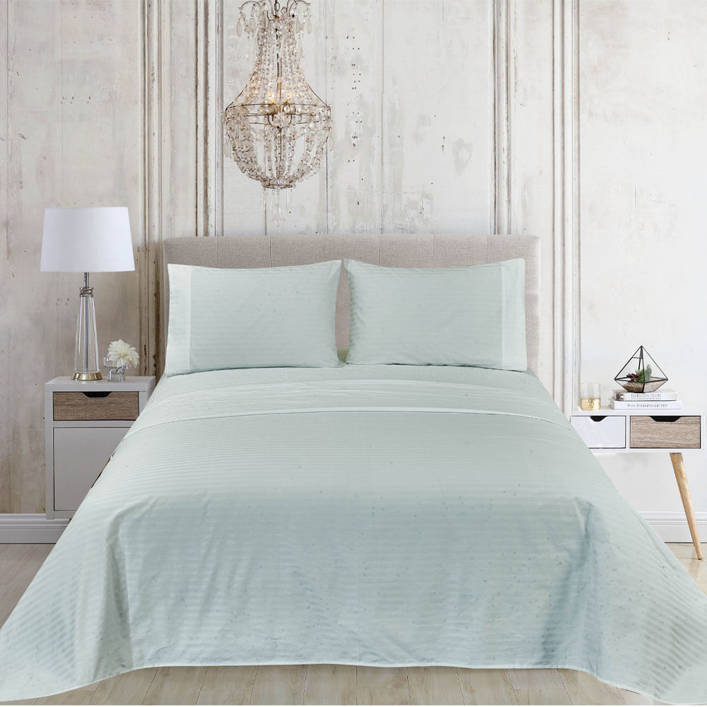 Juego de Sábanas Krea Lisa 2 Plazas 300 Hilos Algodón Blanco