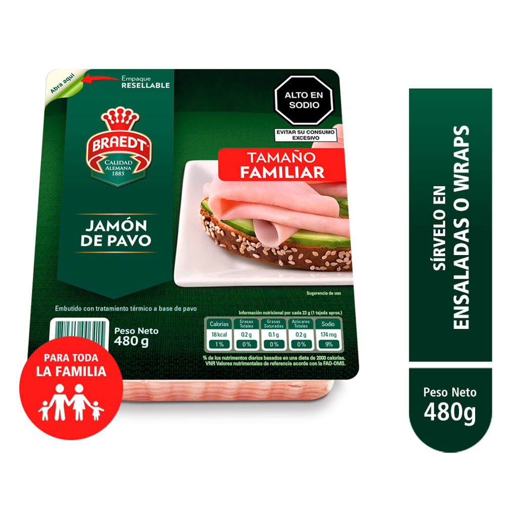 Jamón de Pavo Braedt 480g