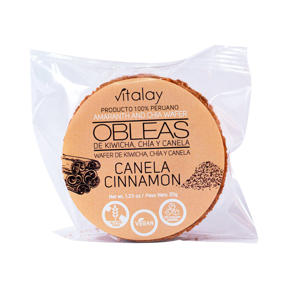 Wafer de Kiwicha, Chía y Canela Obleas Cacao 35g