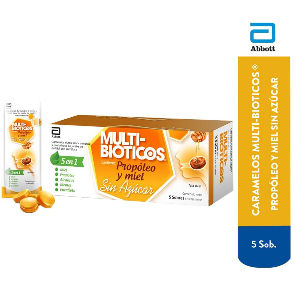 Caramelos Multibióticos Propóleo y Miel Sin Azúcar 5un