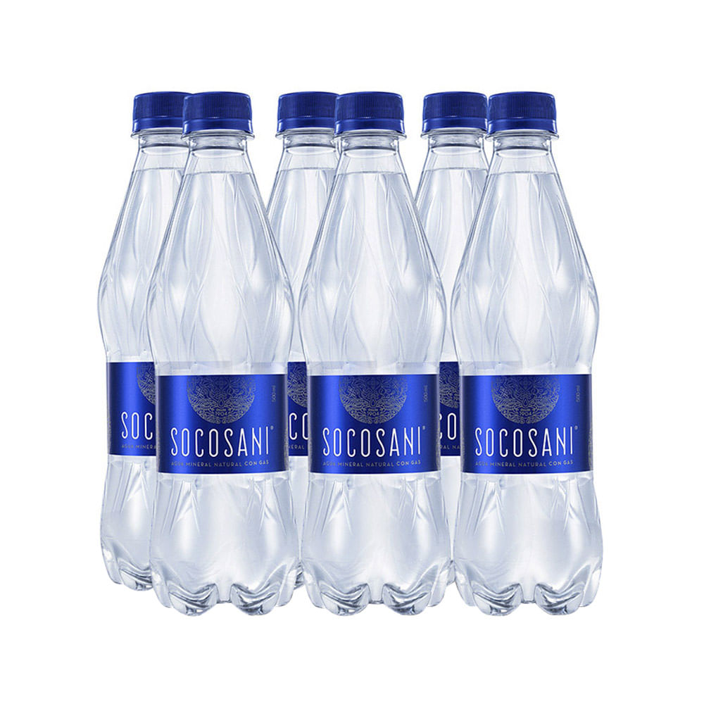 Sixpack Agua Mineral con Gas Socosani Botella 500ml