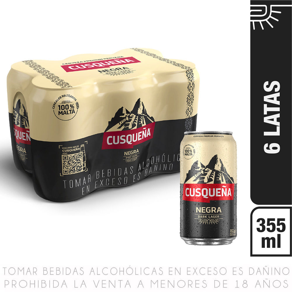 Sixpack Cerveza Cusqueña Negra Lata 355ml