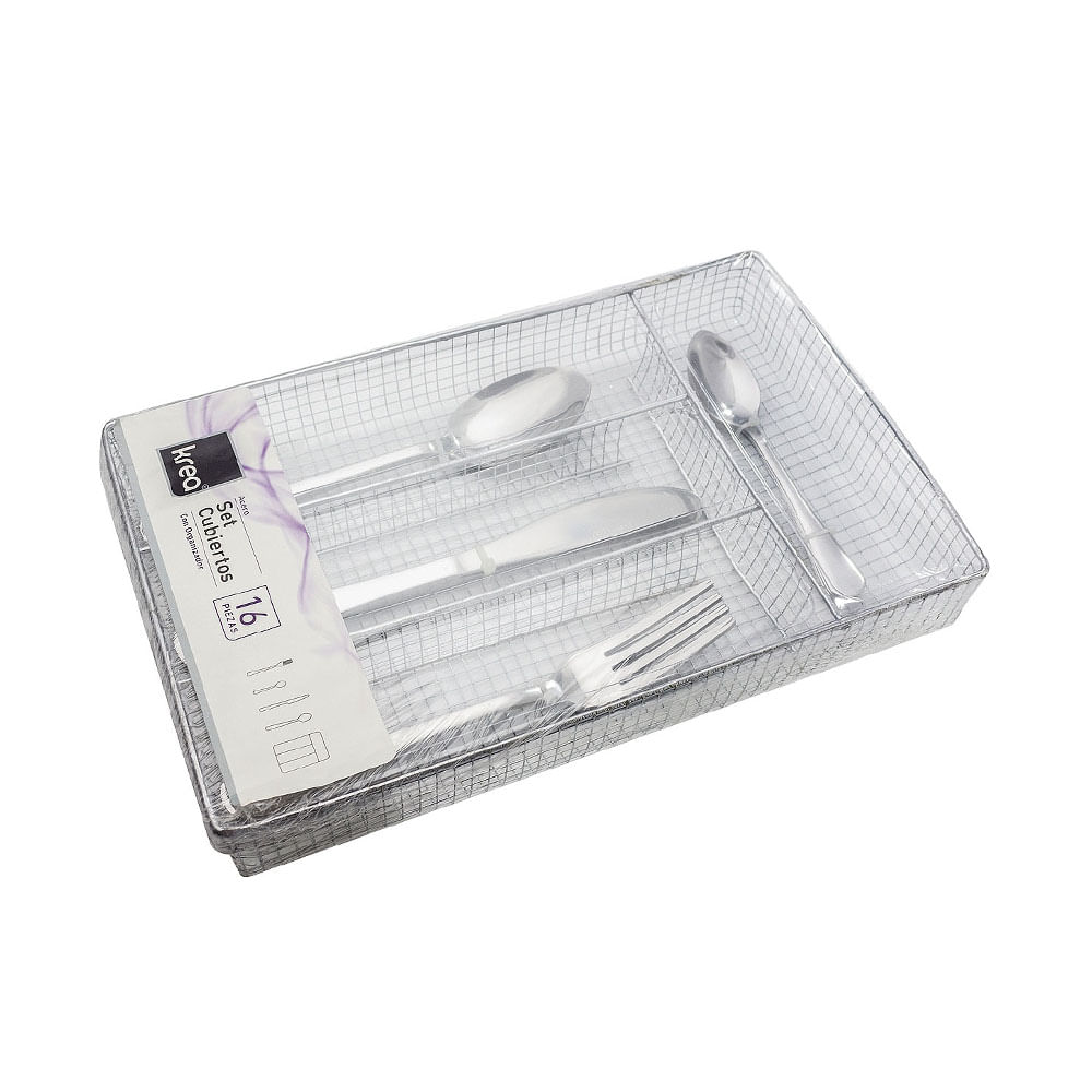 Set 16 Cubiertos Krea Acero Organizador