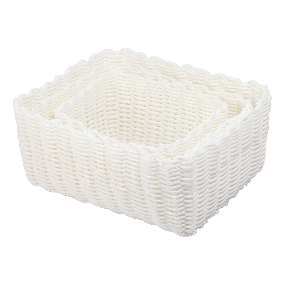 Set 3 Canastos Krea Apilable Blanco