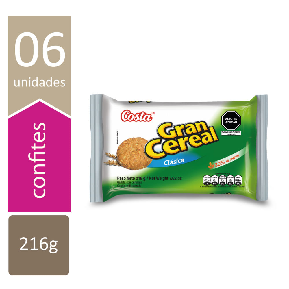 Sixpack Galleta Costa Gran Cereal Clásica 36g