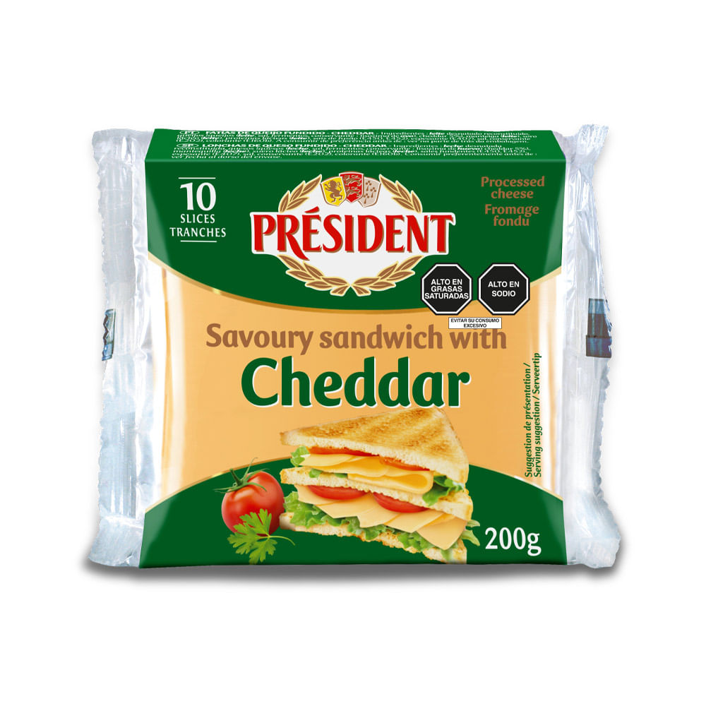 Queso Cheddar President en Tajadas 200g