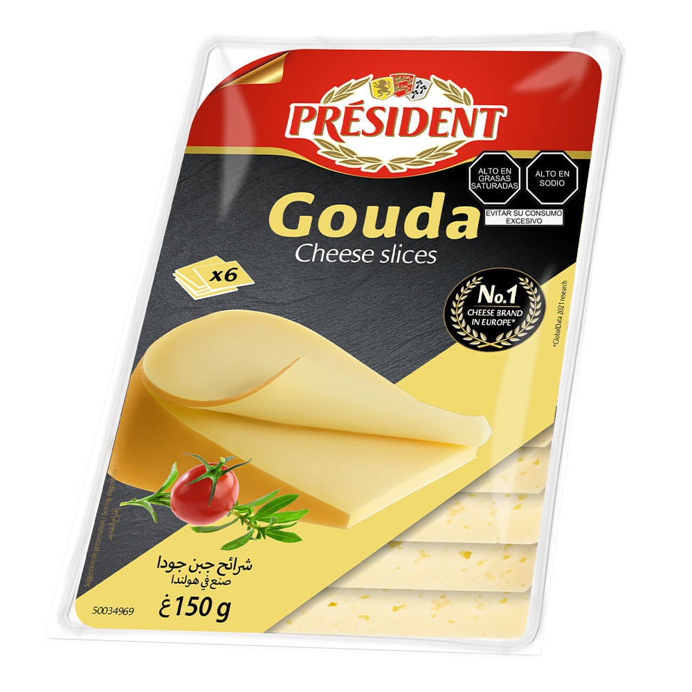 Queso Gouda President en Tajadas 150g