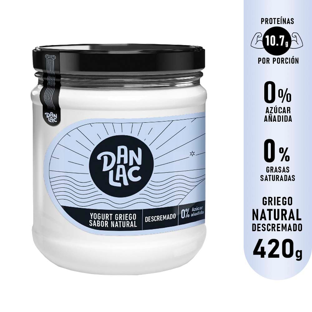 Yogurt Griego Descremado Danlac Sabor Natural Frasco 420g