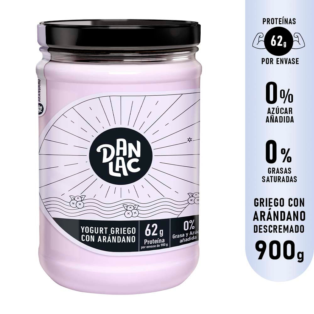 Yogurt Griego Descremado con Arándano Danlac Frasco 900g