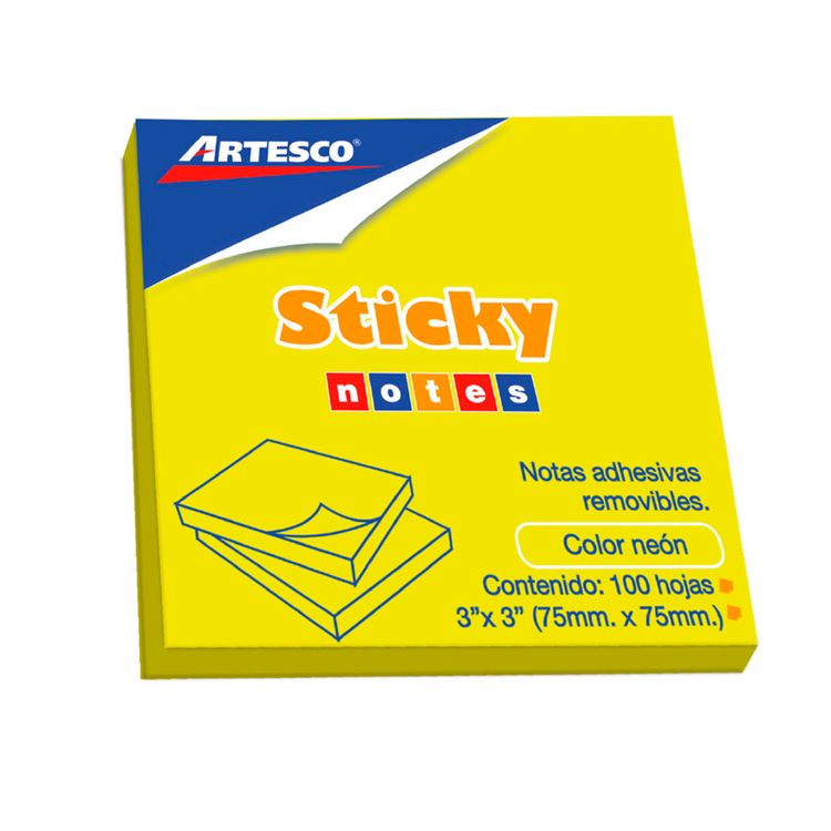 Notas-Adhesivas-Neon-Artesco-3x3-Removible-100H-1-351635871 Notas-Adhesivas-Neon-Artesco-3x3-Removible-100H-1-351635871