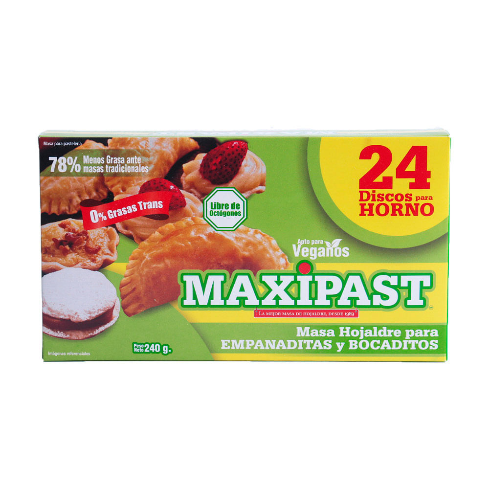 Masa Hojaldre para Empanaditas y Bocaditos Maxipast 24un