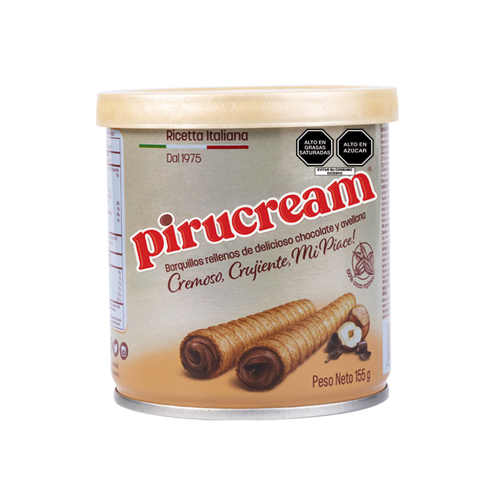 Barquillos Rellenos de Crema de Avellanas Pirucream 155g